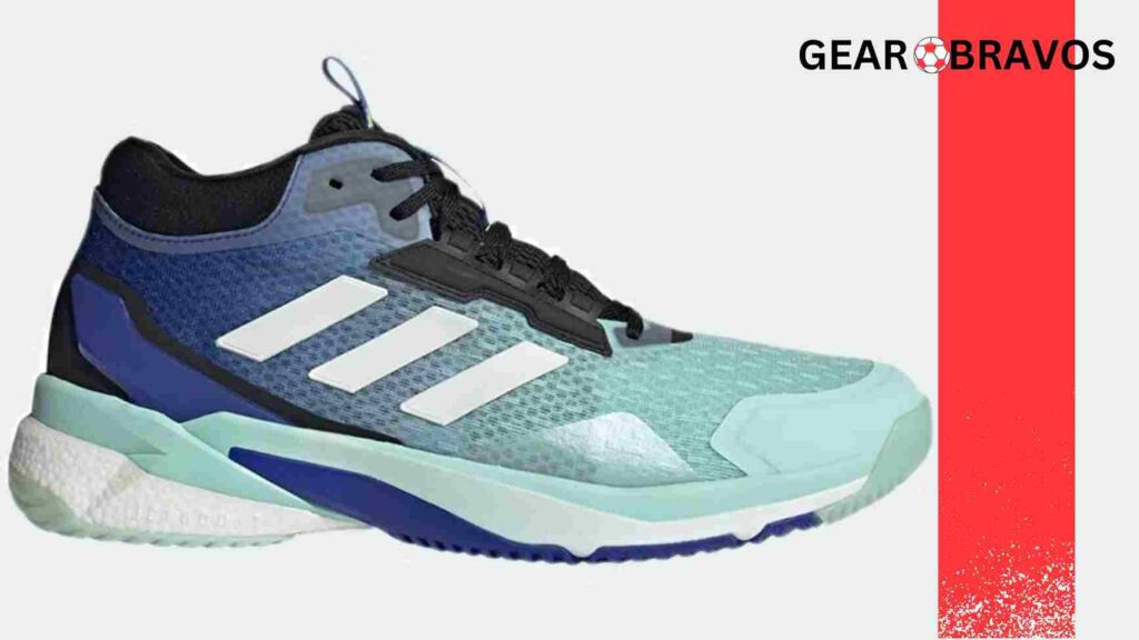 Adidas Crazyflight 5 Mid volleyball shoe featuring a snug fit and breathable mesh upper for long-lasting comfort.