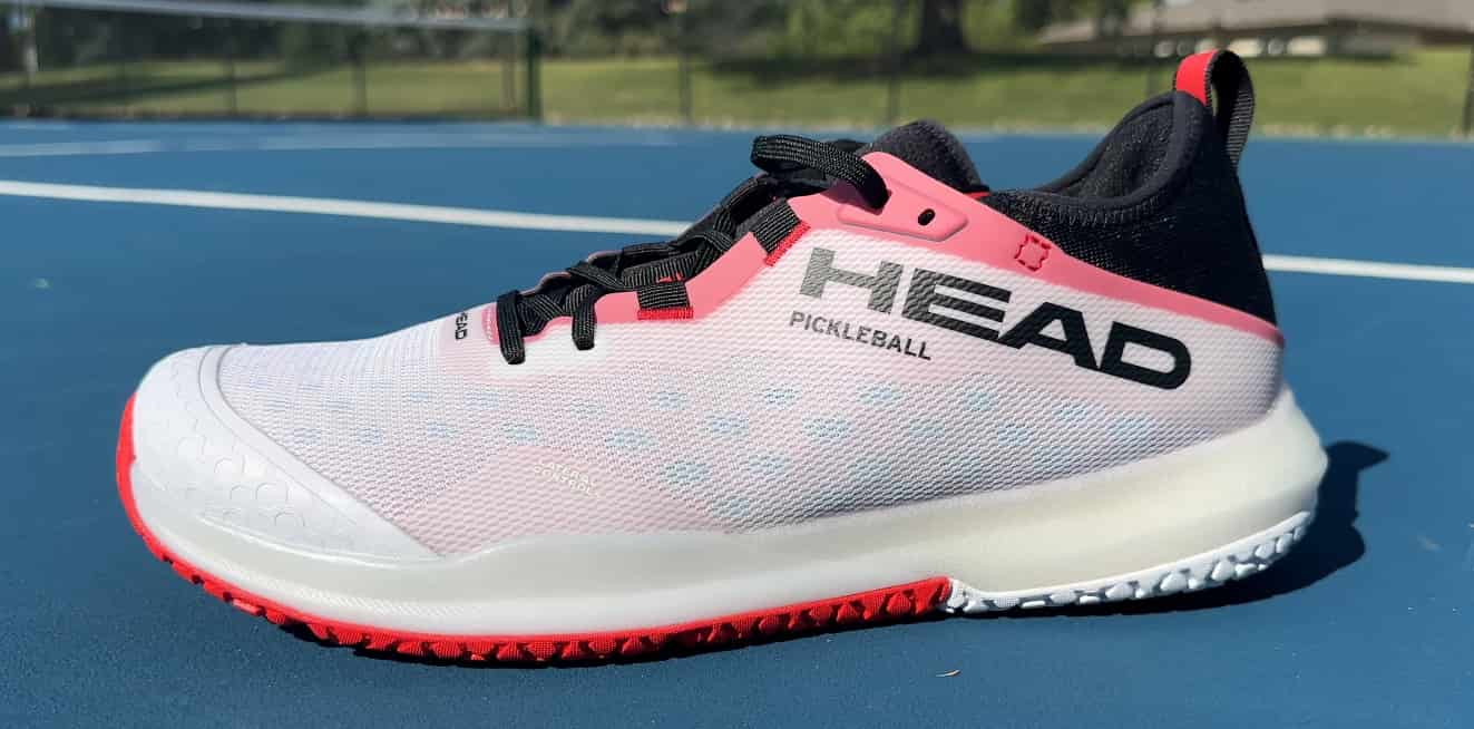 Head Motion Pro Pickleball Shoes featuring a durable TPU drag guard, breathable mesh upper, and honeycomb tread outsole for superior traction.